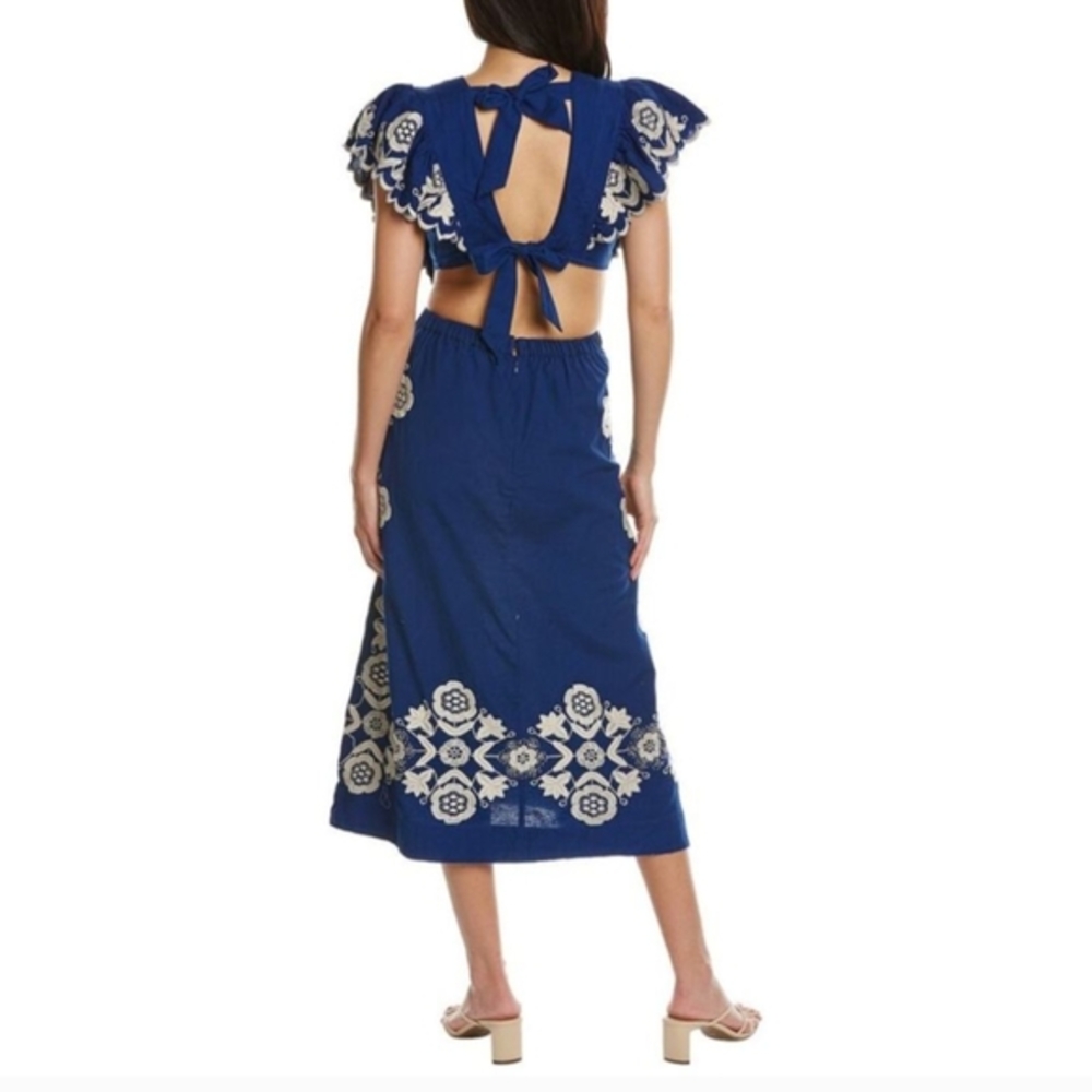 NWT Dress Sea New York Manuela embroidered midi apron dress 4 Blue 💙💙💙